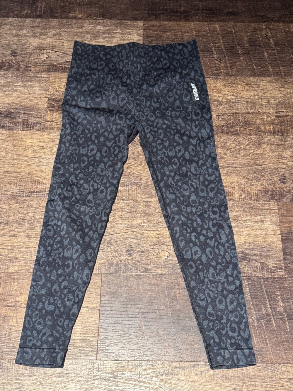 Gymshark Black & Gray Leopard Print Leggings - Large